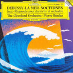 Cover: Debussy, La Mer, Noctures, Jeux. The Cleveland Orchestra. Shows a painting of a blue wave.